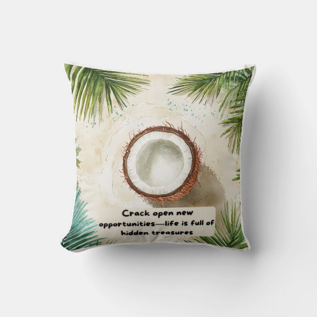 Almofada Cushion de Impressão de coco divertido e motivacio (Frente)
