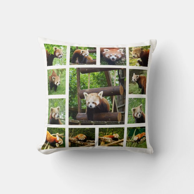 Almofada Cushion de Modelo de Foto de Panda Vermelha Dupla (Frente)