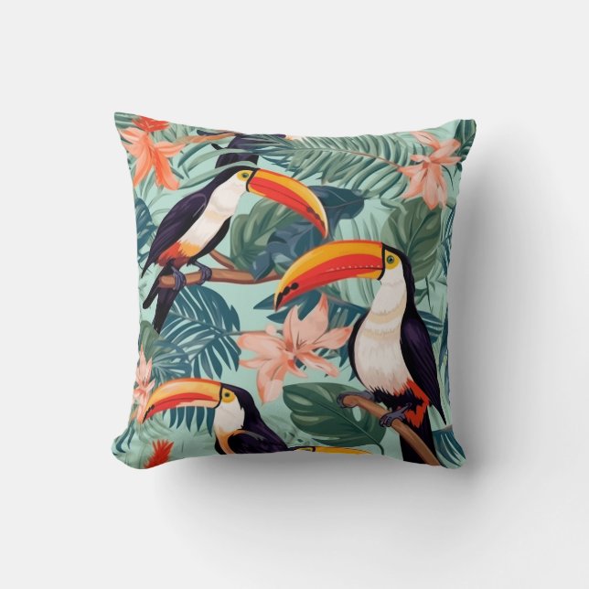 Almofada Cushion de papagaio tropical (Frente)