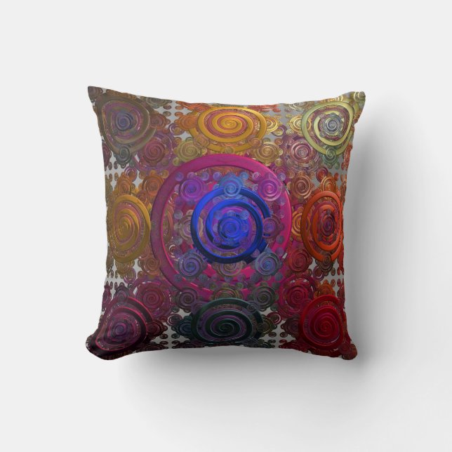 Almofada Cushion de pratos circulares coloridos (Frente)