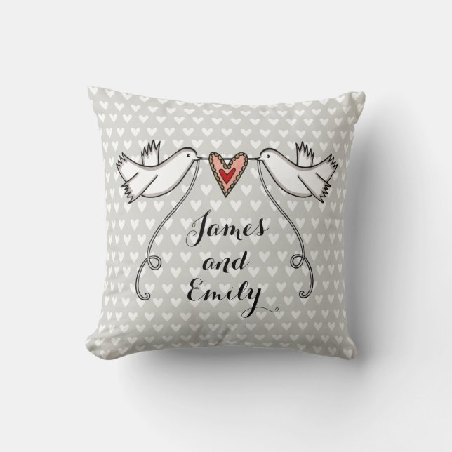 Almofada Cushion de presente personalizado de pombos branco (Frente)