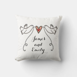 Almofada Cushion de presente personalizado de pombos branco