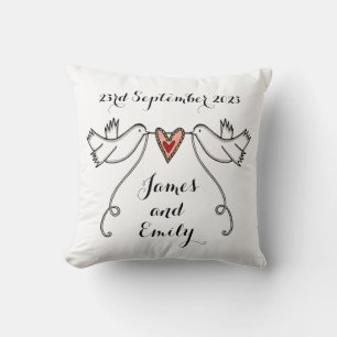Almofada Cushion de presente personalizado de pombos branco