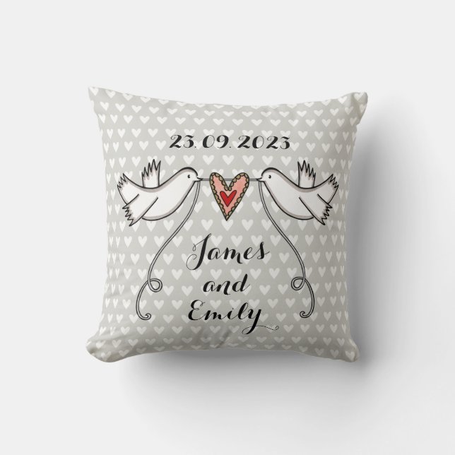 Almofada Cushion de presente personalizado de pombos branco (Frente)