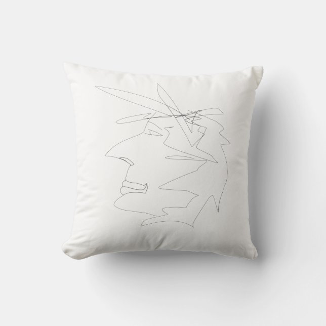 Almofada Cushion de rosto estranho da cabeça de desenho (Frente)
