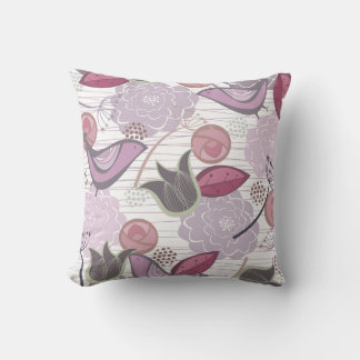 Almofada Cushion Floral de Jardim Floral de Pássaros Roxos