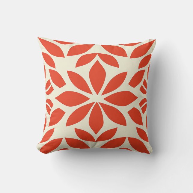 Almofada Cushion Floral Geométrico Vermelho Negrito (Frente)
