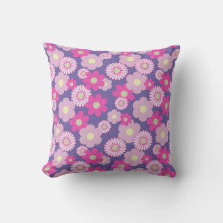 Almofada Cushion Floral Pequeno, Rosa e Púrpura,