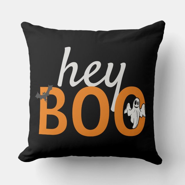 Almofada Cushion - hey BOO Ghost / Bats Black (Frente)