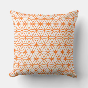 Almofada Cushion, Lotus Flower Graphic em Branco e Laranja