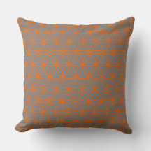 Cushion, Lotus Flower Graphic em Cinza e Laranja