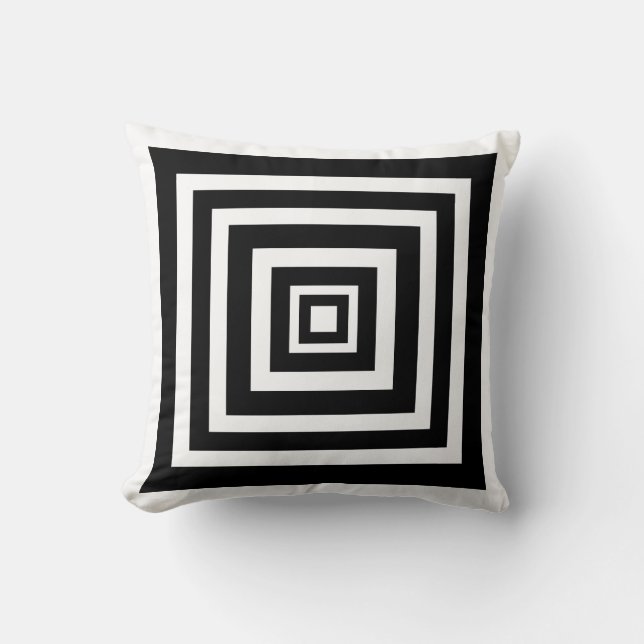 Almofada Cushion Moderno Geométrico Negro e Branco (Frente)