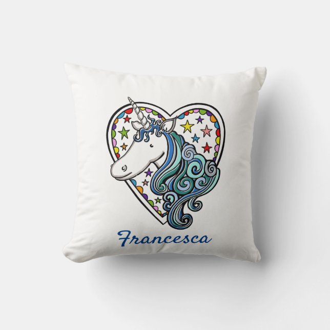 Almofada Cushion Personalizado do Coração do Unicorn (Frente)