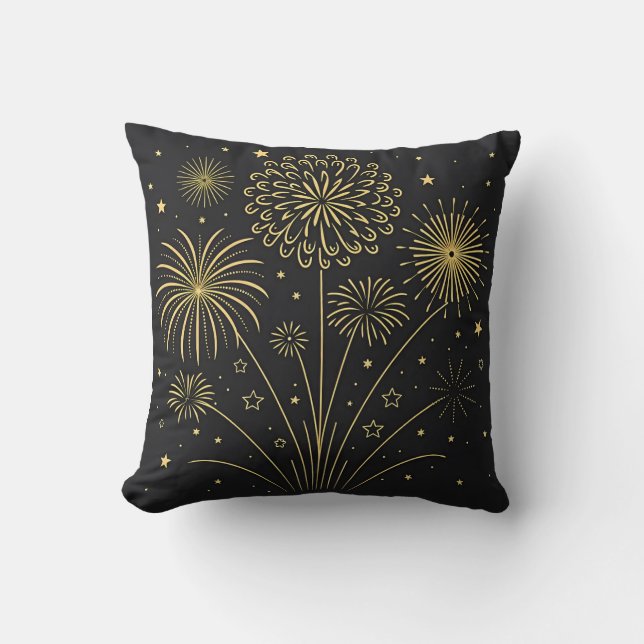 Almofada Cushion Premium do Fireworks Dourado (Frente)