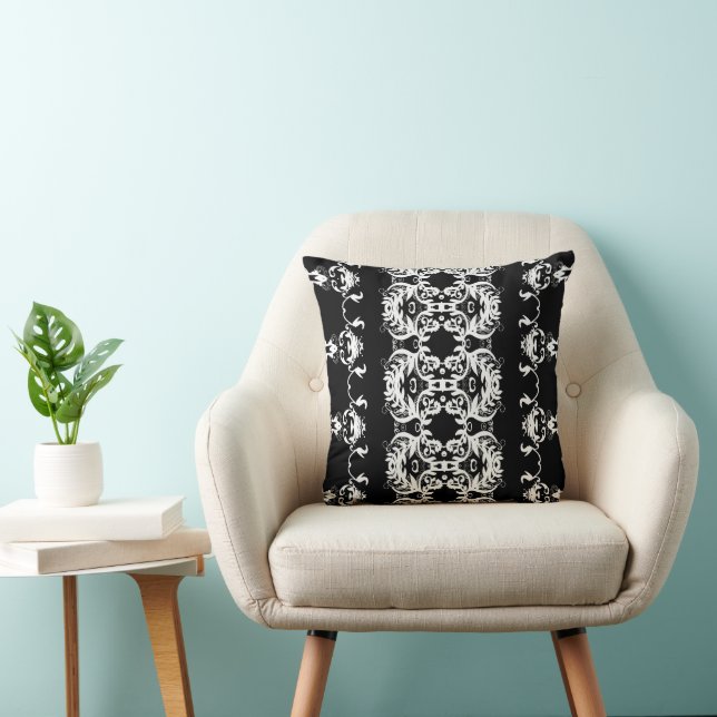 Almofada Cushion Preto Luxurioso com Ornamental (Cadeira)