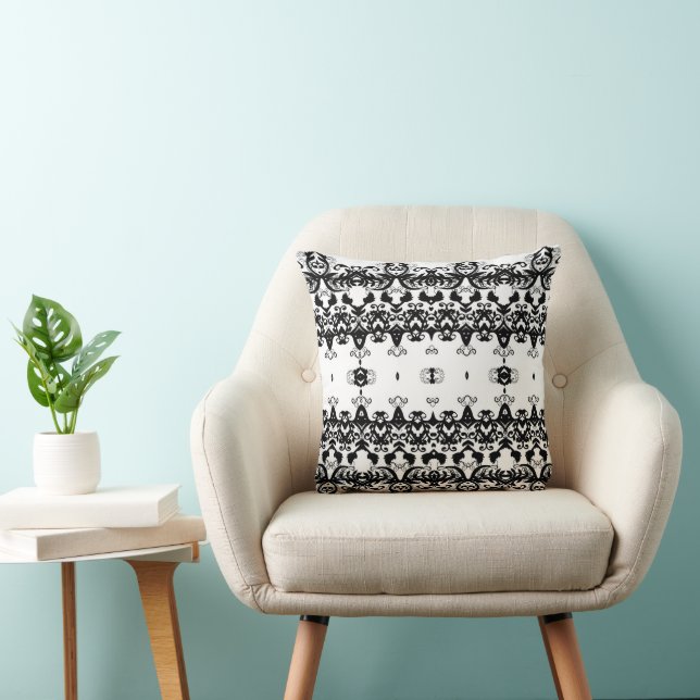 Almofada Cushion Preto Luxurioso com Ornamental (Cadeira)