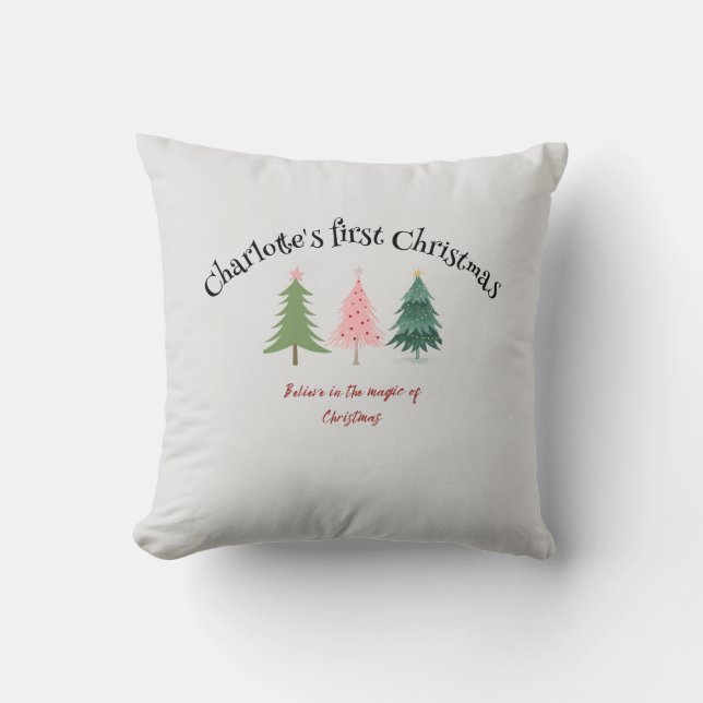 Almofada Cushion - Primeiro Natal = personalizar texto e pi (Frente)