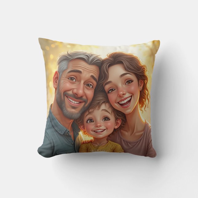 Almofada Cushion que representa uma família harmoniosa (Frente)