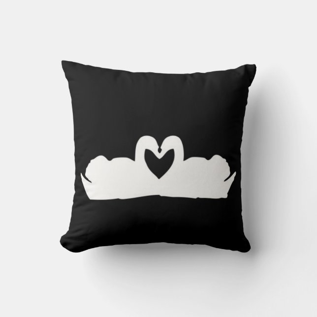 Almofada Cushion Swan De Amor Negro E Branco (Frente)