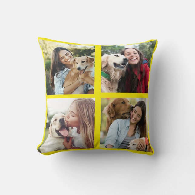 Almofada Custom 4 Photo Collage Gift for Dog Lovers  Pet  (Frente)