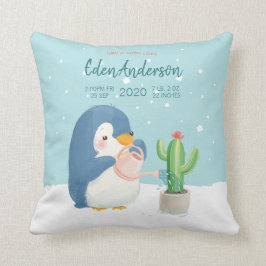 Almofada [Custom]Baby BirthStat Cute Penguin Cactus Nursert