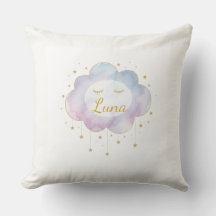 Custom Baby Name Lavender Watercolor Cloud Gold Ey