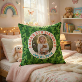 Almofada Custom Birthday Pillow with Photo Strawberry Leave