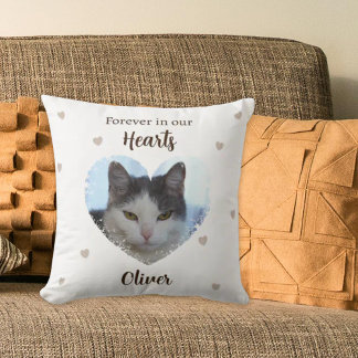 Almofada Custom Cat Forever in Our Hearts Throw Pillow