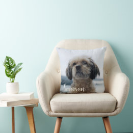 Almofada Custom Dog Photo Throw Pillow