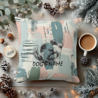 Almofada Custom Dog Portrait Abstract Brushstroke Pillow