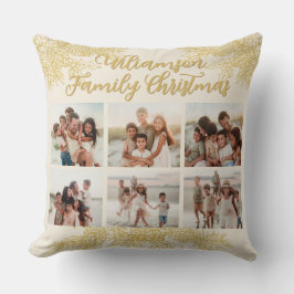 Almofada Custom Elegant Family Christmas Photo Collage