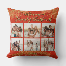 Almofada Custom Elegant Family Christmas Photo Collage
