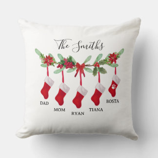 Almofada Custom Family Christmas Stocking Throw Pillow