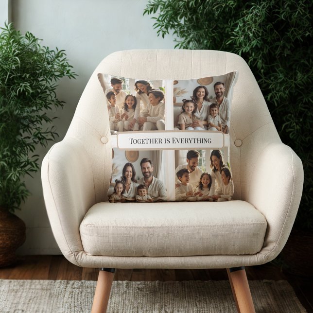 Almofada Custom Family Photo Collage–Together Is Everything (Criador carregado)