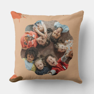 Almofada Custom Family Photo Collage Watercolor Throw Pillo