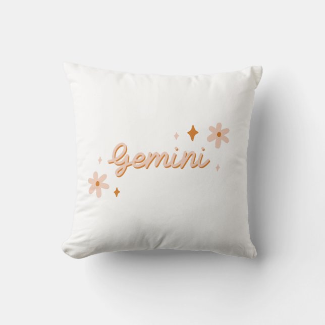Almofada Custom Gemini Zodiac Name & Stars Minimalist Gift (Frente)