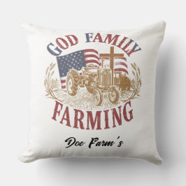Almofada Custom “God Family Farming” Farmhouse Pillow