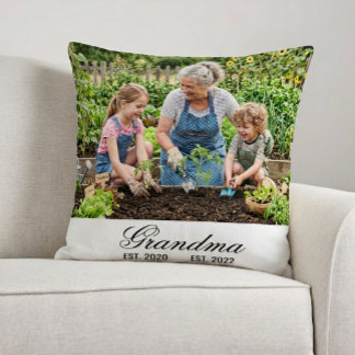 Almofada Custom Grandma Photo Multi Year Est Script