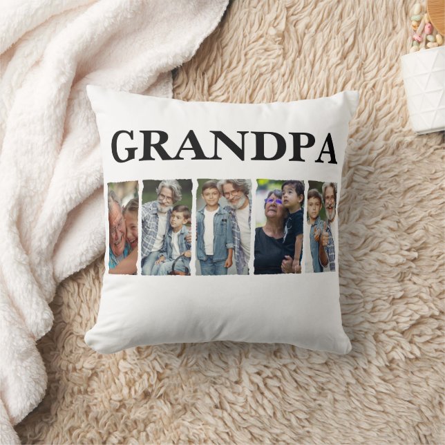 Almofada Custom Grandpa Photo Collage Personalized Gift (Cobertor)