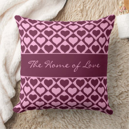 Almofada Custom Heart Checkerboard Pattern Bordeaux Pink - 