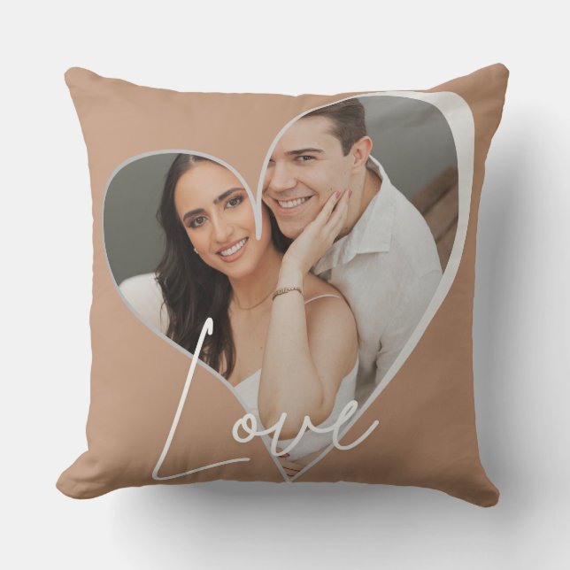 Almofada Custom Heart Shape Photo Throw Pillow (Frente)