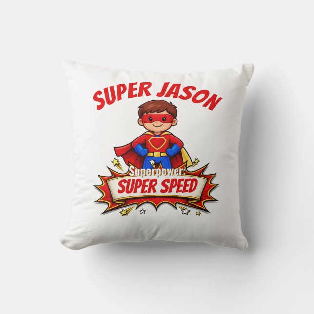 Almofada Custom Kids Superhero Name & Superpower (Frente)