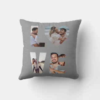 Almofada Custom LOVE Photo Collage Grey