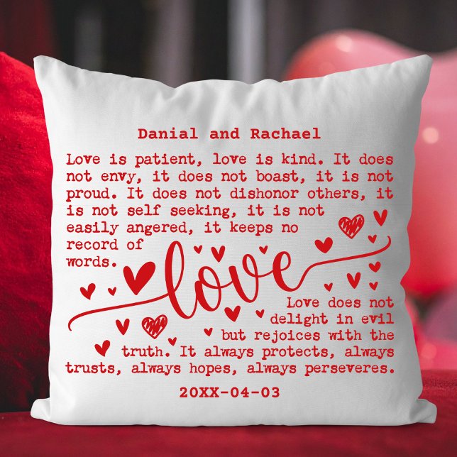 Almofada Custom Modern Elegant Name & Date Couple Gift (Custom Valentine Love Pillow with Names & Date)