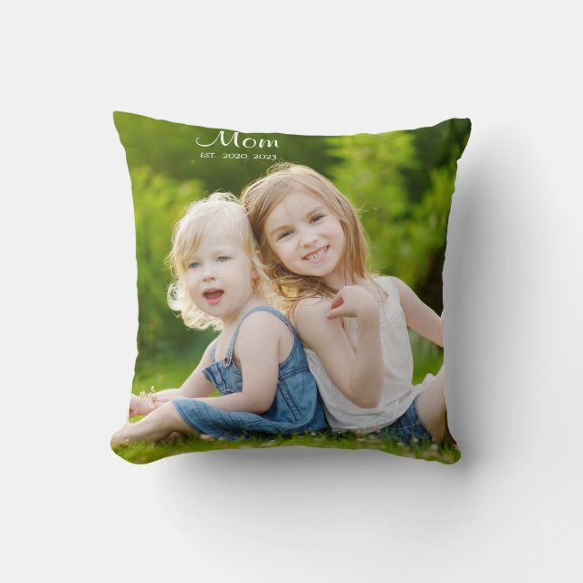 Almofada Custom Mom Established Modern Script Photo (Frente)