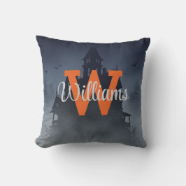 Almofada Custom Monogram Haunted House Halloween Decor