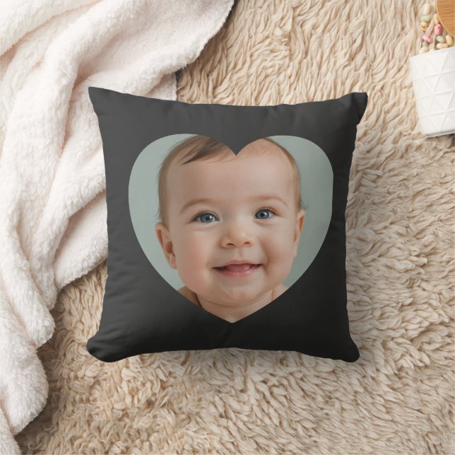 Almofada Custom mothers day photo heart mask Throw Pillow  (Cobertor)