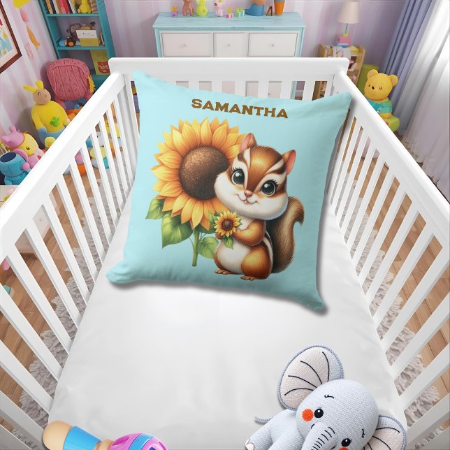 Almofada  Custom Name Autumn Chipmunk Pillow  (Criador carregado)