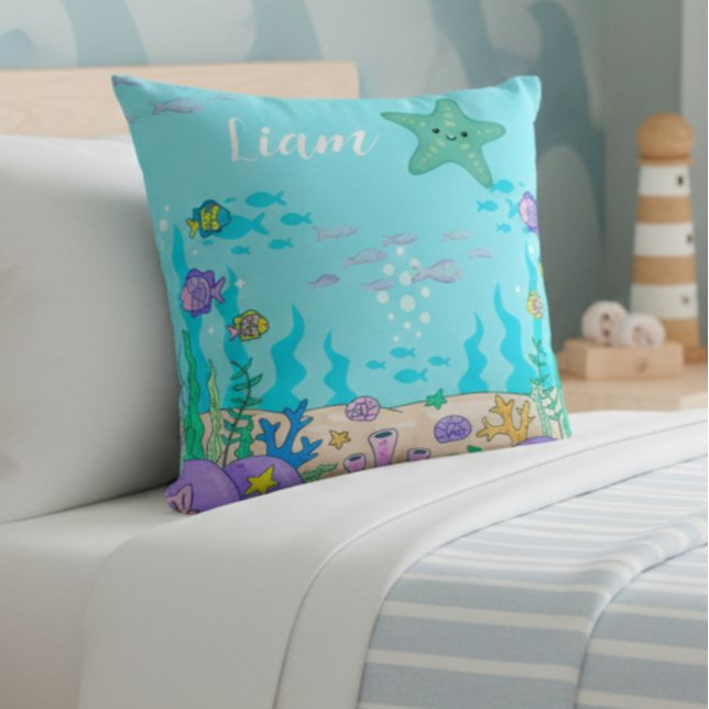 Almofada  Custom Name Undersea Starfish Pillow (Criador carregado)