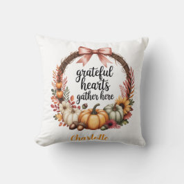 Almofada Custom name Unique autumn themed wreath 